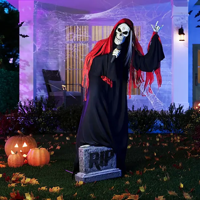 grim reaper skeleton scary halloween lead singer rocker tombstone