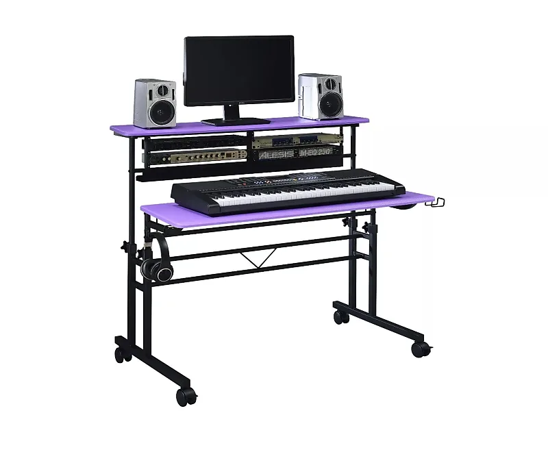 Adjustable Sit-and-Stand Studio Desk with 2 x 3U Rack (Purple Carbon Fiber Finish)