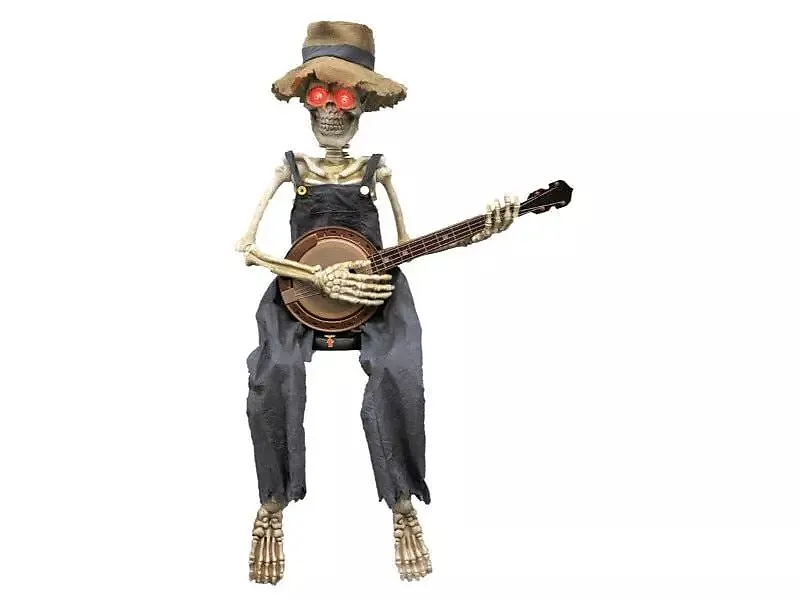banjo country music skeleton farmer halloween 2025