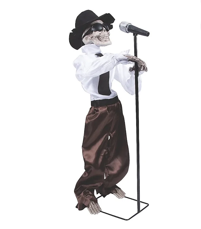singing skeleton vintage old man microphone halloween 2025