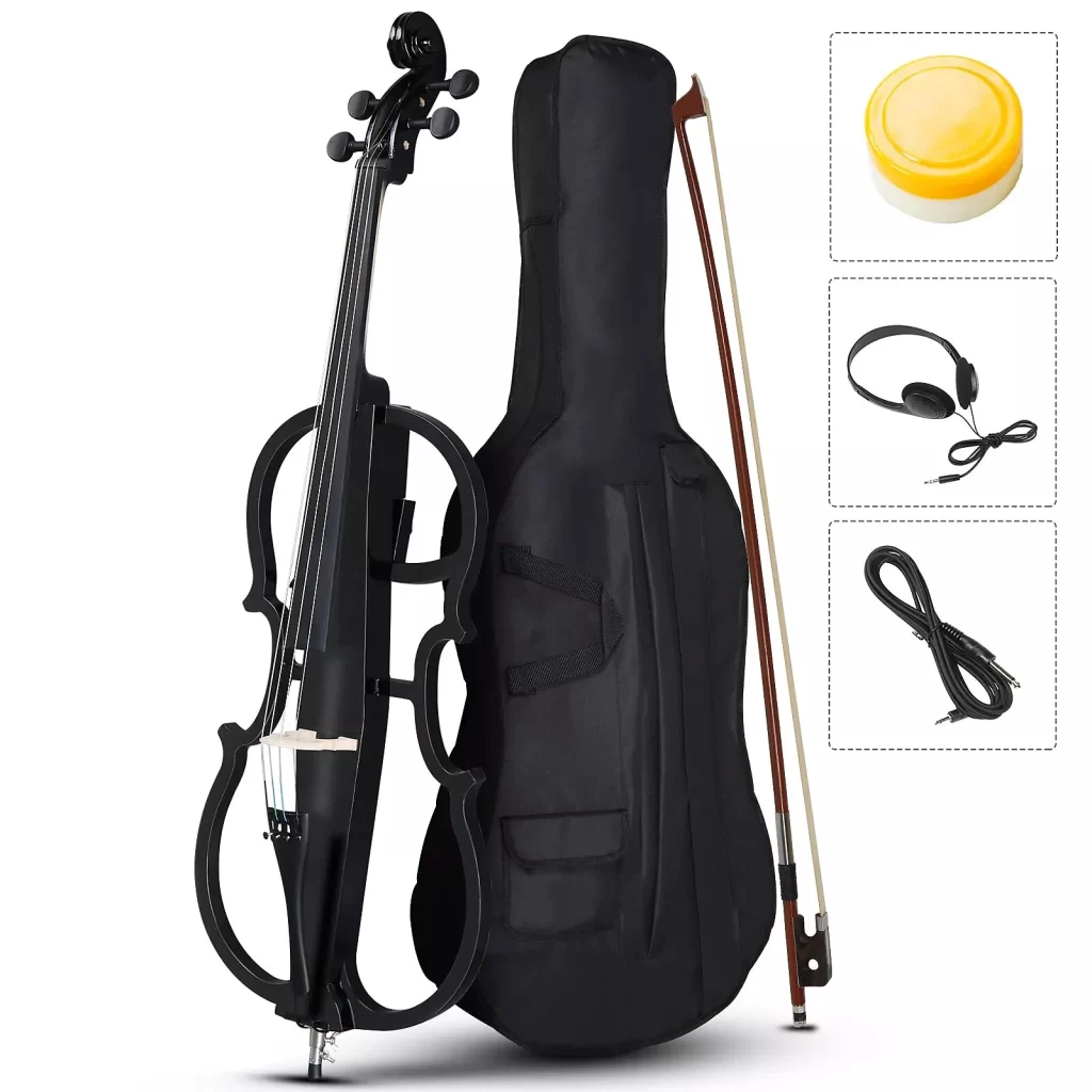 2025 black new electric cello plug in and play music instrument kit with case and accessories